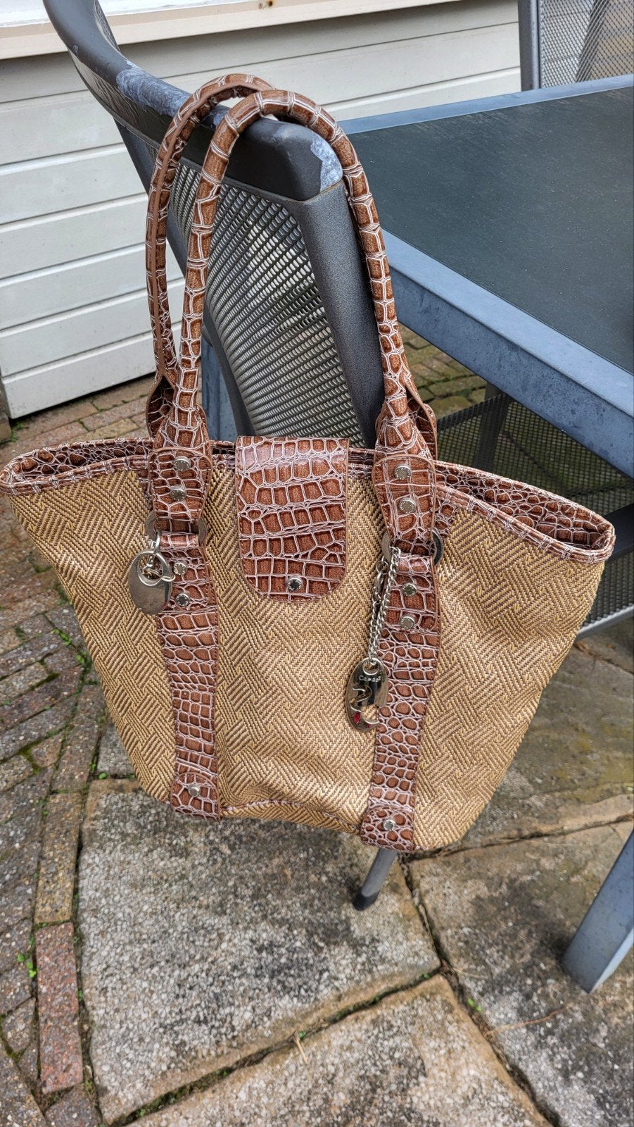 Mooie Caleido S Shopper / Strandtas Bruin Beige - €10- Opha, Ophalen, Zo goed als nieuw, Bruin, Shopper