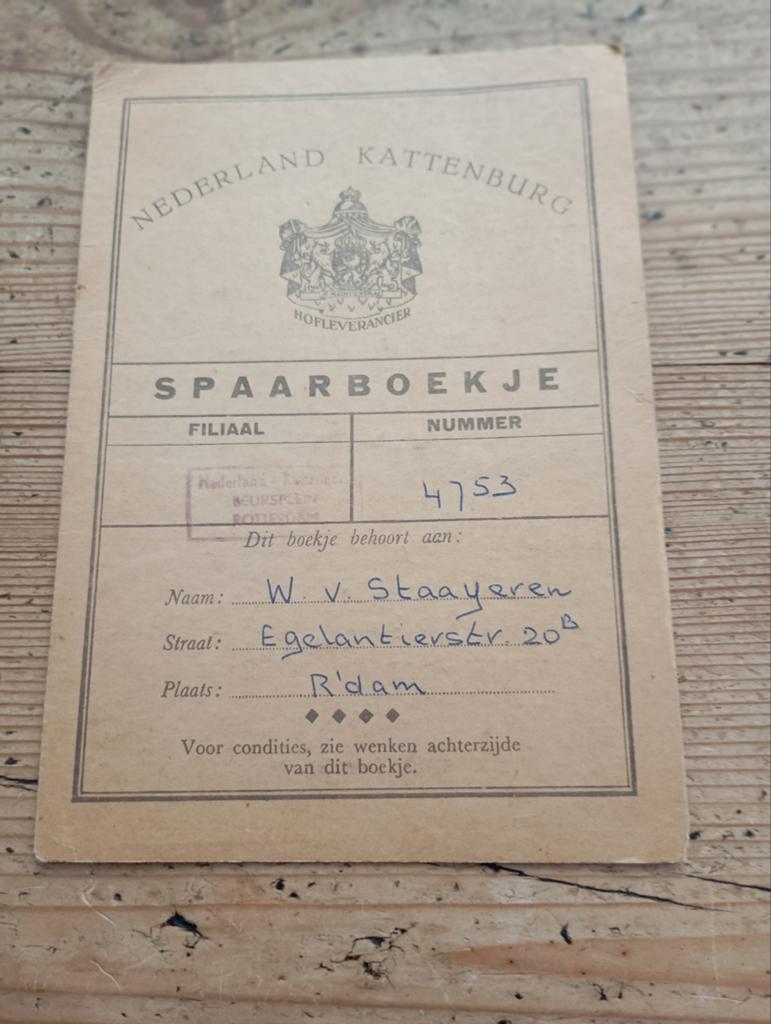 Vintage Spaarboekje NL Kattenburg Rotterdam Document, Verzamelen, Ophalen of Verzenden, Gebruiksvoorwerp