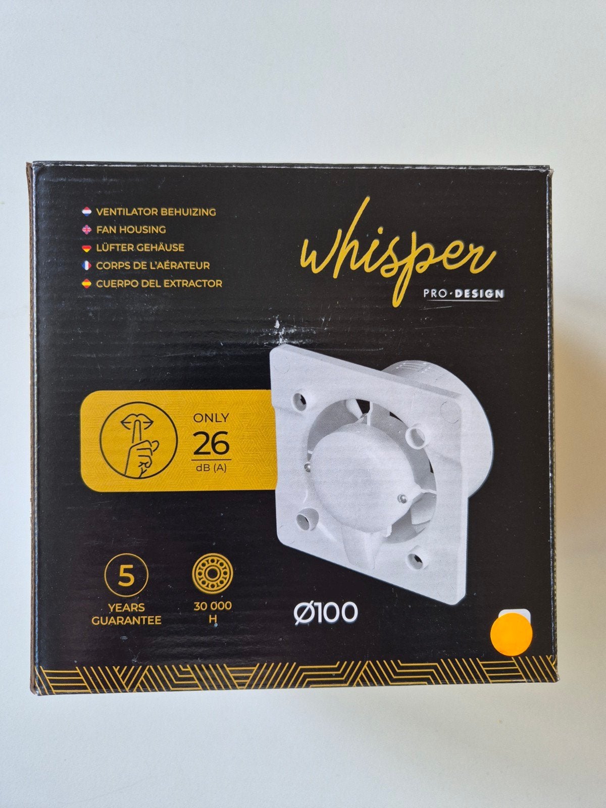 Whisper pro design badkamerventilator met nalooptimer, Ophalen of Verzenden, Nieuw