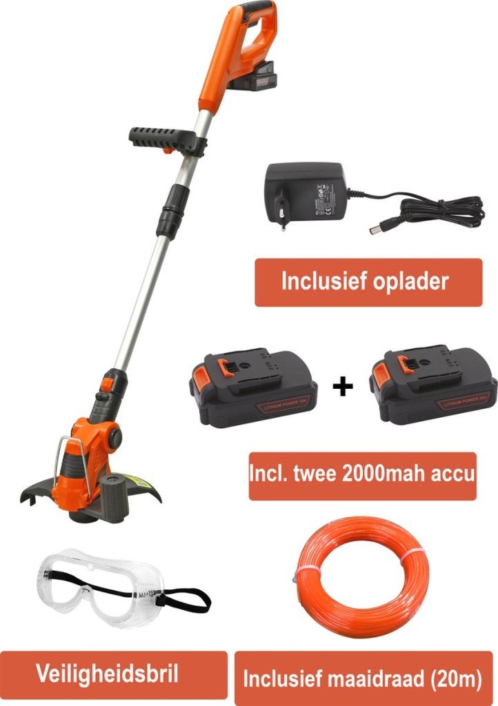 kibani accu grastrimmer 18v set (2 accu, Accu, Niet ingevuld, Zo goed als nieuw, Niet ingevuld