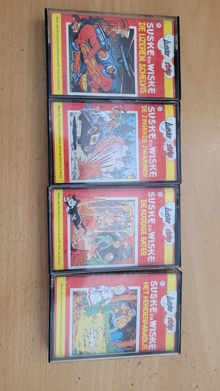 Suske en Wiske luisterstrips - 4 cassettes, Cd's en Dvd's, Cassettebandjes, Gebruikt, 2 t/m 25 bandjes, Kinderen en Jeugd, Ophalen of Verzenden