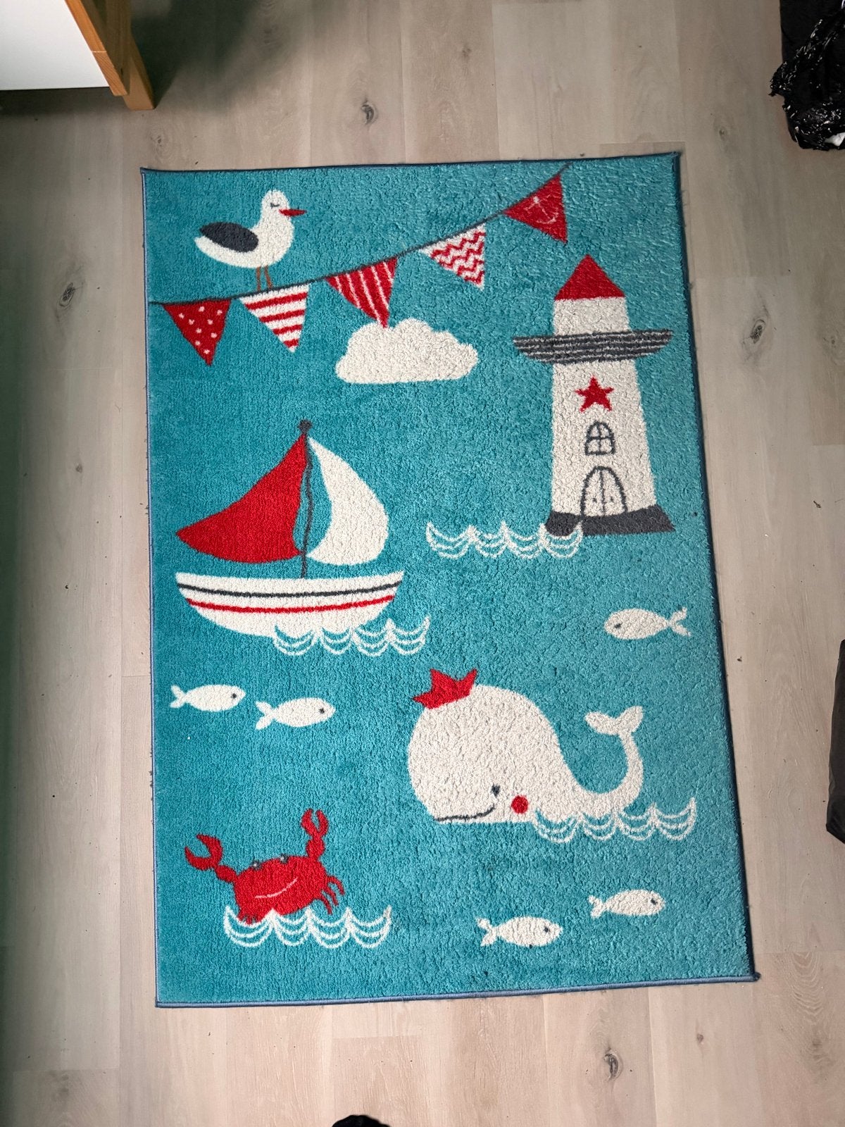 Vrolijk Vloerkleed met Zee Thema - Kinderkamer, Huis en Inrichting, Stoffering | Tapijten en Kleden, Ophalen, 100 tot 150 cm, Blauw