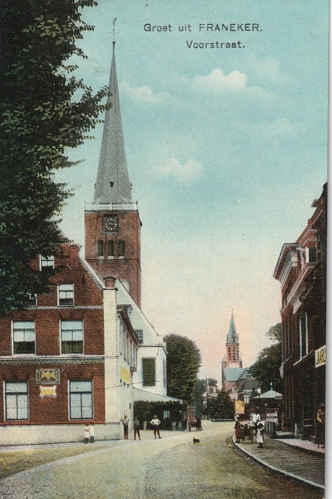 Franeker Prachtige Oude Ongelopen Kaart met de Voorstraat., Ophalen of Verzenden, Voor 1920, Ongelopen, Friesland