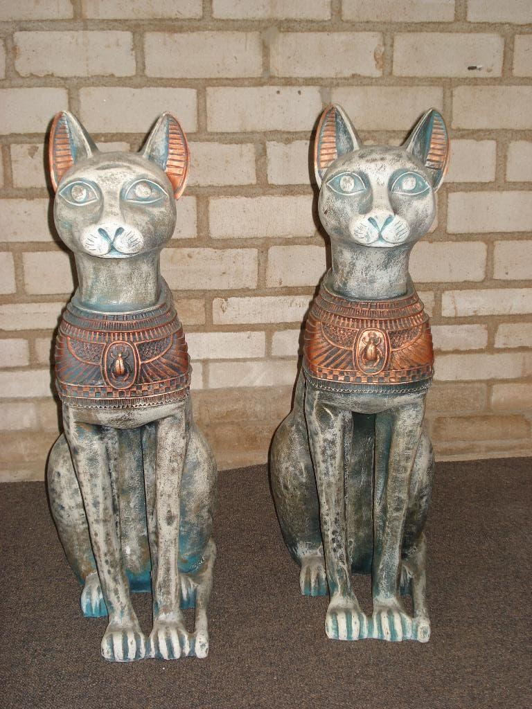 2x   Egyptische Katten Bastet  puntgaaf   73 Cm Hoog, Ophalen, Zo goed als nieuw, Dier