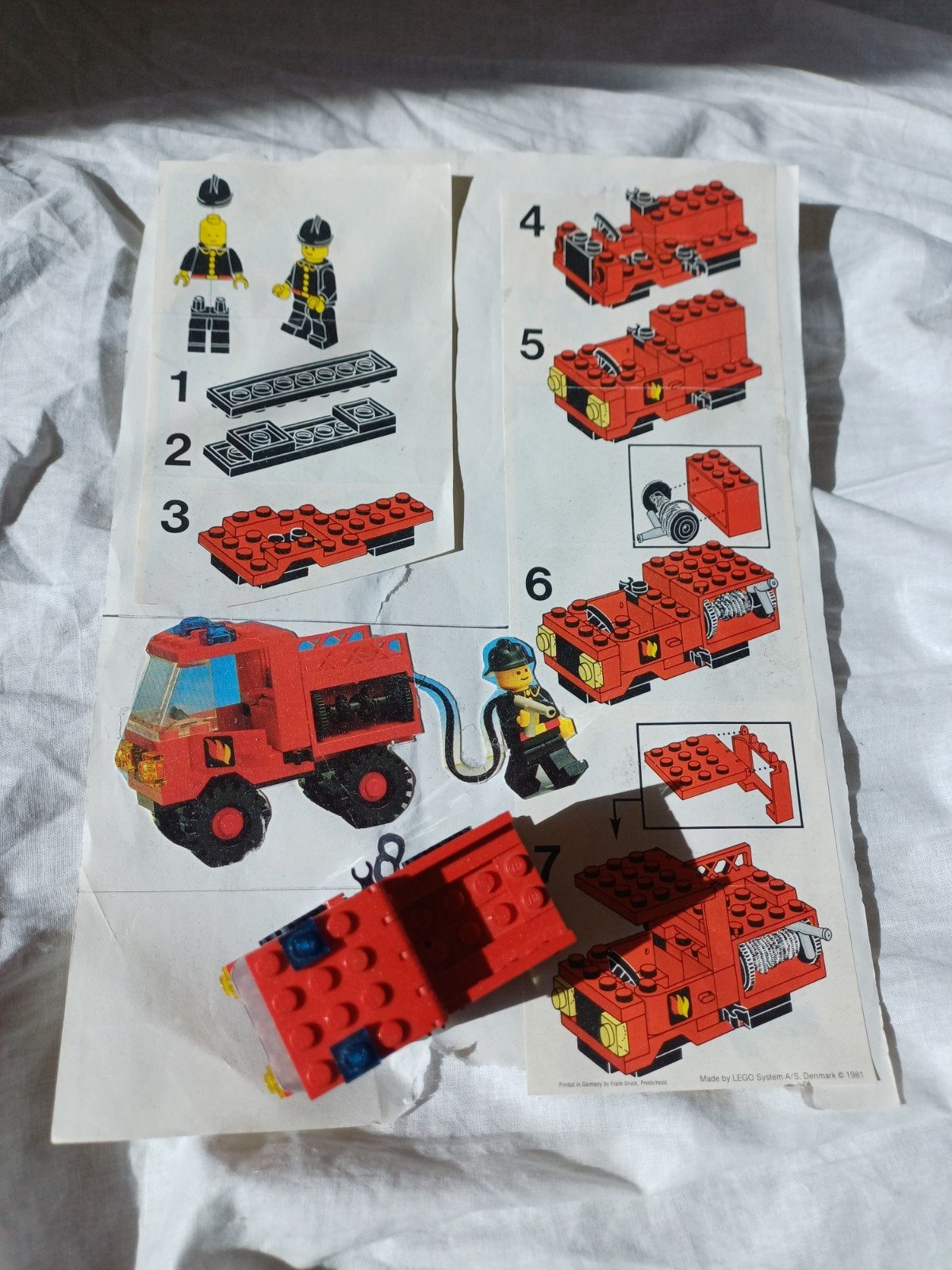 Lego City Brandweerwagen 6650 uit 1981 met instructies, Kinderen en Baby's, Lego, Ophalen of Verzenden, Inclusief instructies