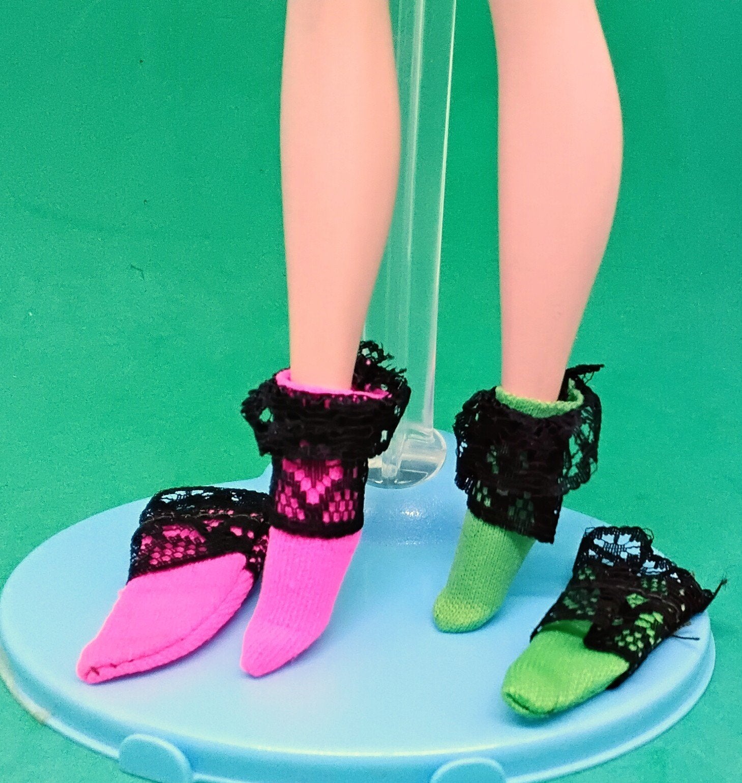 Vintage Barbie Sokjes/Kousen Pink/Groen Kant, Verzenden, Gebruikt, Kleertjes