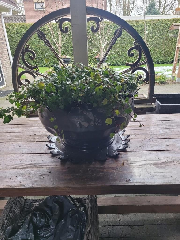 Grote tuinvaas gerecycled grote bloembak stoer zwart, Tuin en Terras, Ophalen, Gebruikt