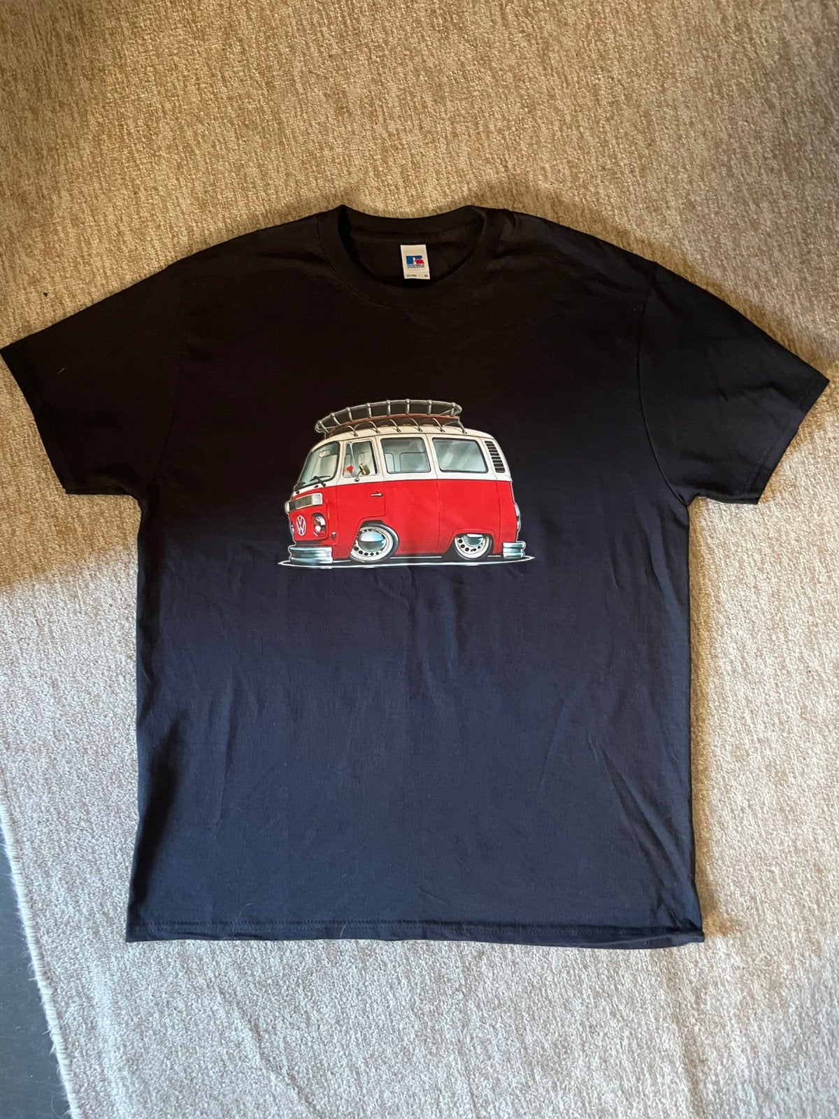 T shirt met vw T2 cartoon, Ophalen of Verzenden, Nieuw, Maat 48/50 (M), Zwart