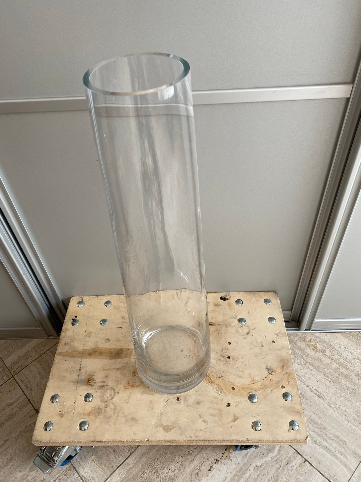 Grote stevige glazen vaas - 70 cm hoog, Ophalen, Zo goed als nieuw, Transparant, Glas