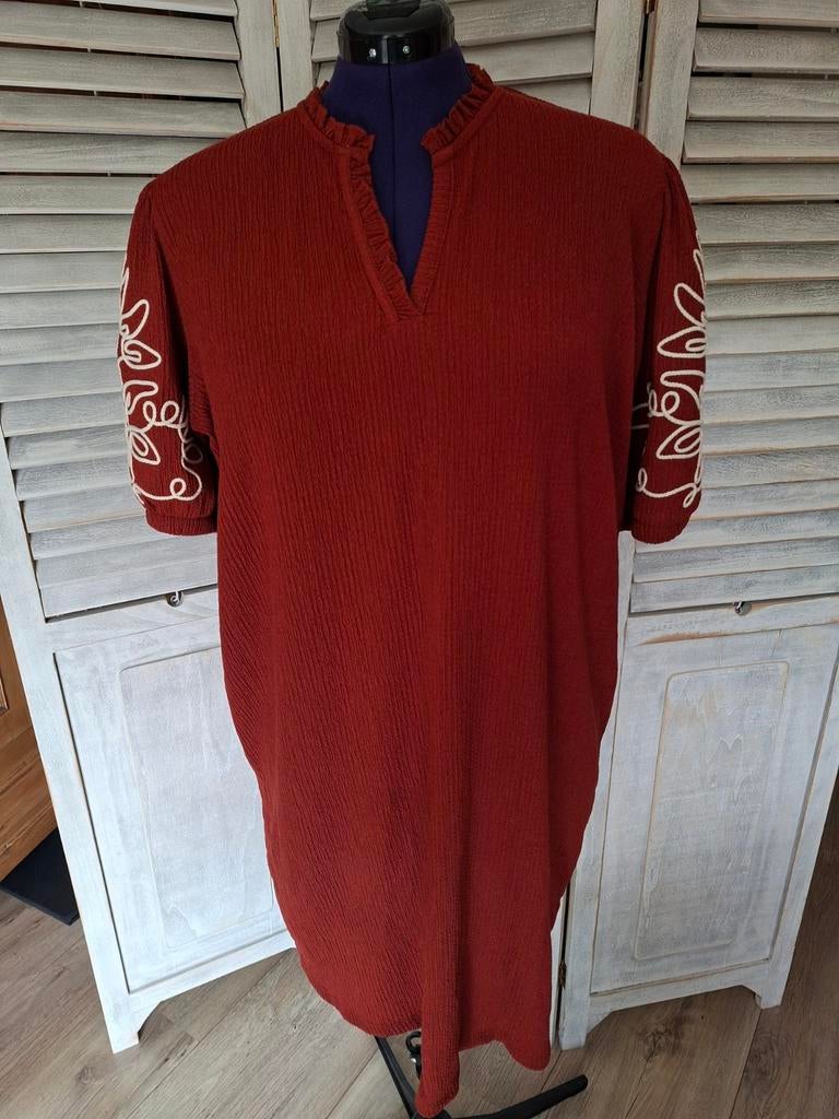 MS Mode FSTVL stretch jurk/tuniek XL (48/50) zgan, Bruin, Maat 46/48 (XL) of groter, Ophalen of Verzenden, Zo goed als nieuw