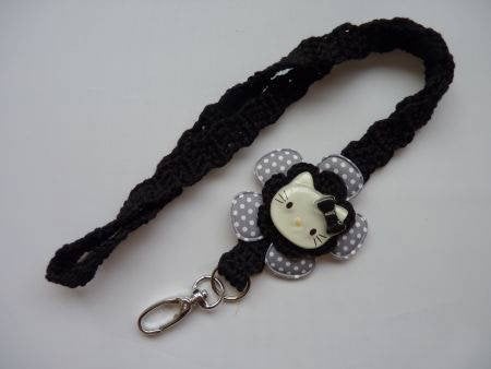Gehaakt keycord Hello Kitty  (zwart), Ophalen of Verzenden, Nieuw