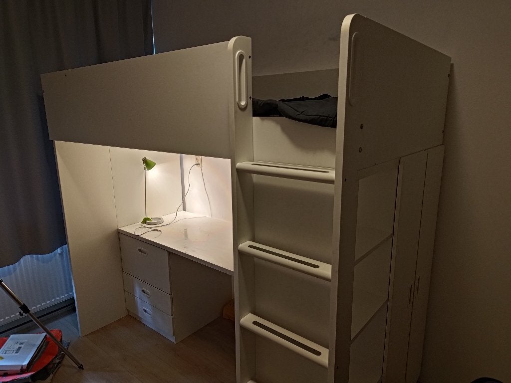 Ikea hoogslaper met geïntegreerd bureau en kast, Ophalen, Gebruikt, Eenpersoons, 200 cm