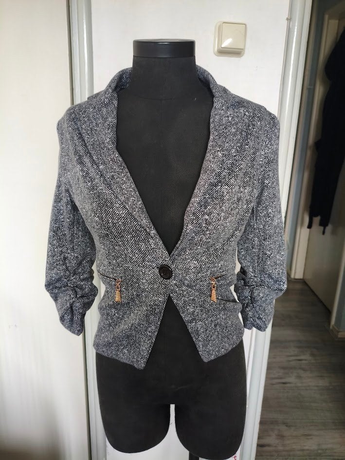 Vogue getailleerde dames blazer tweed look, Kleding | Dames, Ophalen of Verzenden, Jasje, Maat 36 (S), Grijs