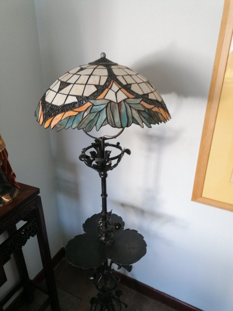Art Nouveau lotus lamp smeedijzer, Ophalen