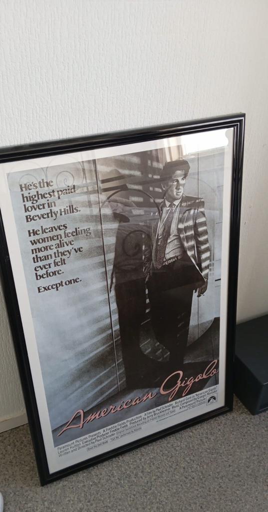 Ingelijste American Gigolo poster - Richard Gere, Ophalen of Verzenden, Zo goed als nieuw