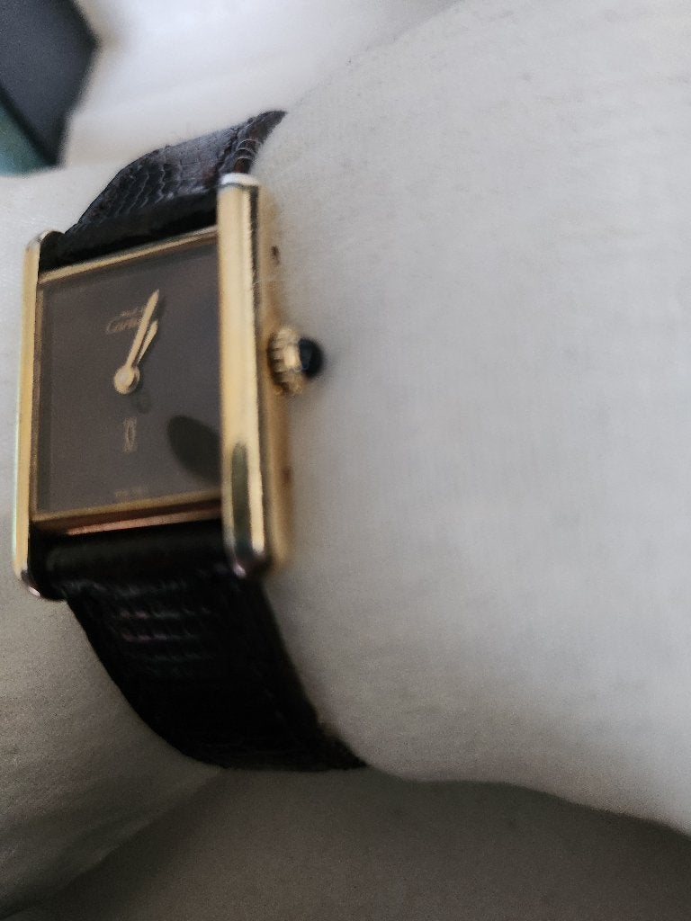 Cartier Tank Vermeil, Sieraden, Tassen en Uiterlijk, Horloges | Dames, Polshorloge, Ophalen, Overige merken, Leer