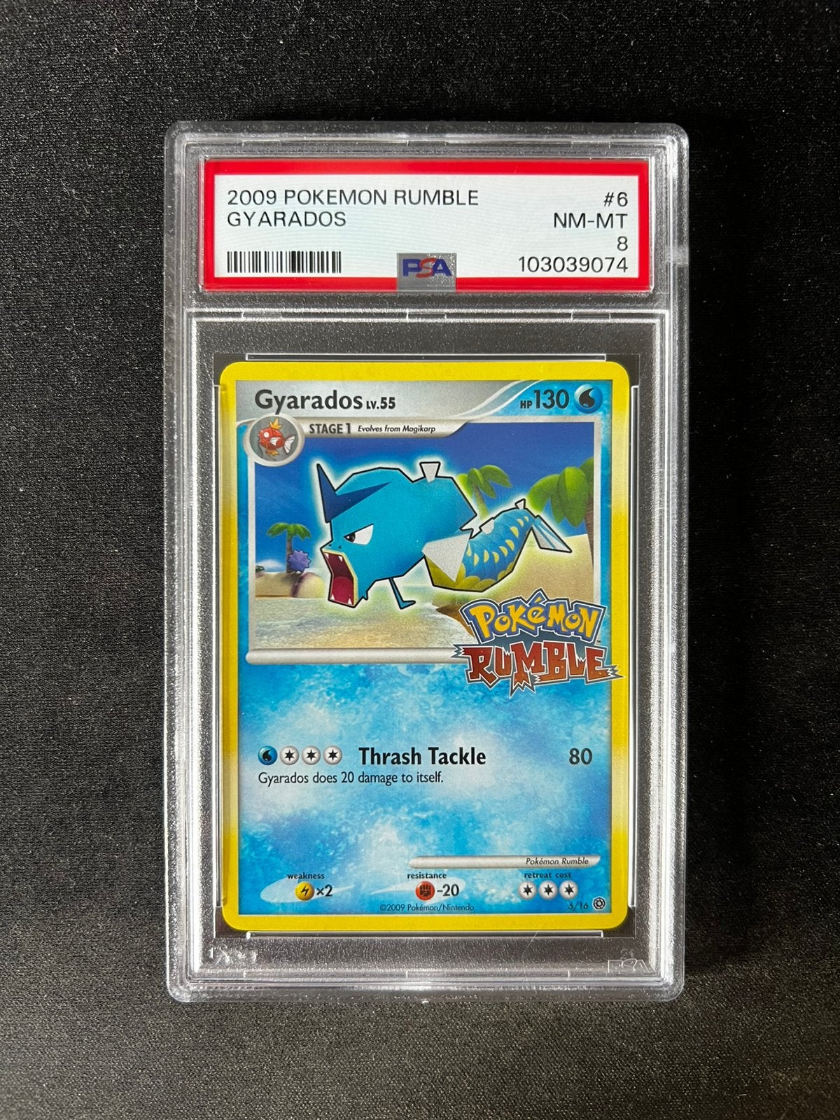 Gyarados 6 Reverse Holo Pokemon Kaart PSA 8, Ophalen of Verzenden, Zo goed als nieuw, Losse kaart, Foil