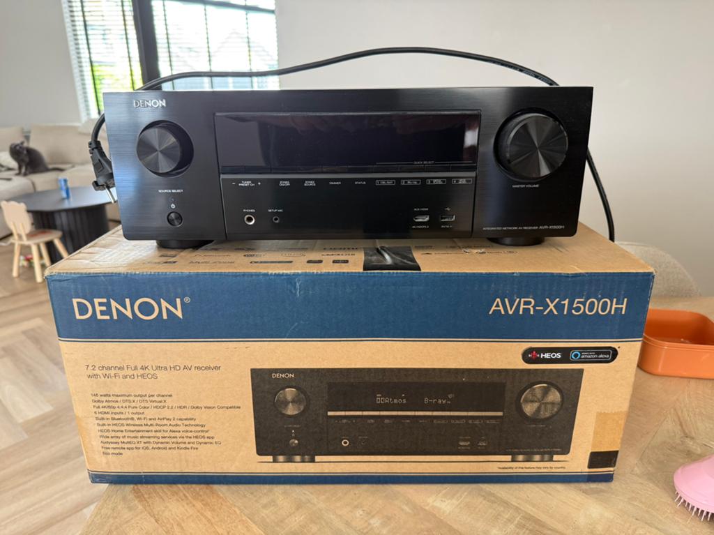 Denon AVR-X1500H AV Receiver met afstandsbediening, Audio, Tv en Foto, Versterkers en Receivers, Ophalen, Gebruikt, Denon, 120 watt of meer