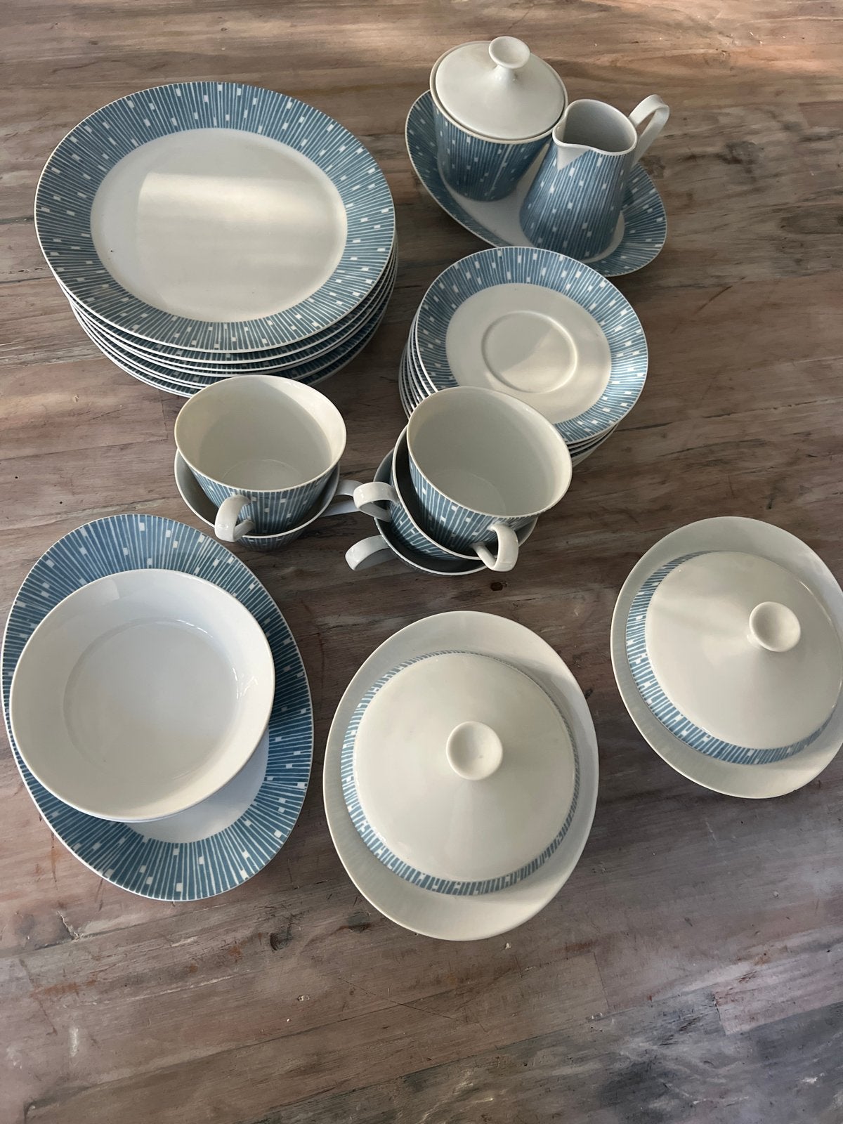 Schonwald gitter blau blauw wit kop schotel mellkan suikerpo, Overige merken, Vintage, Ophalen of Verzenden, Zo goed als nieuw