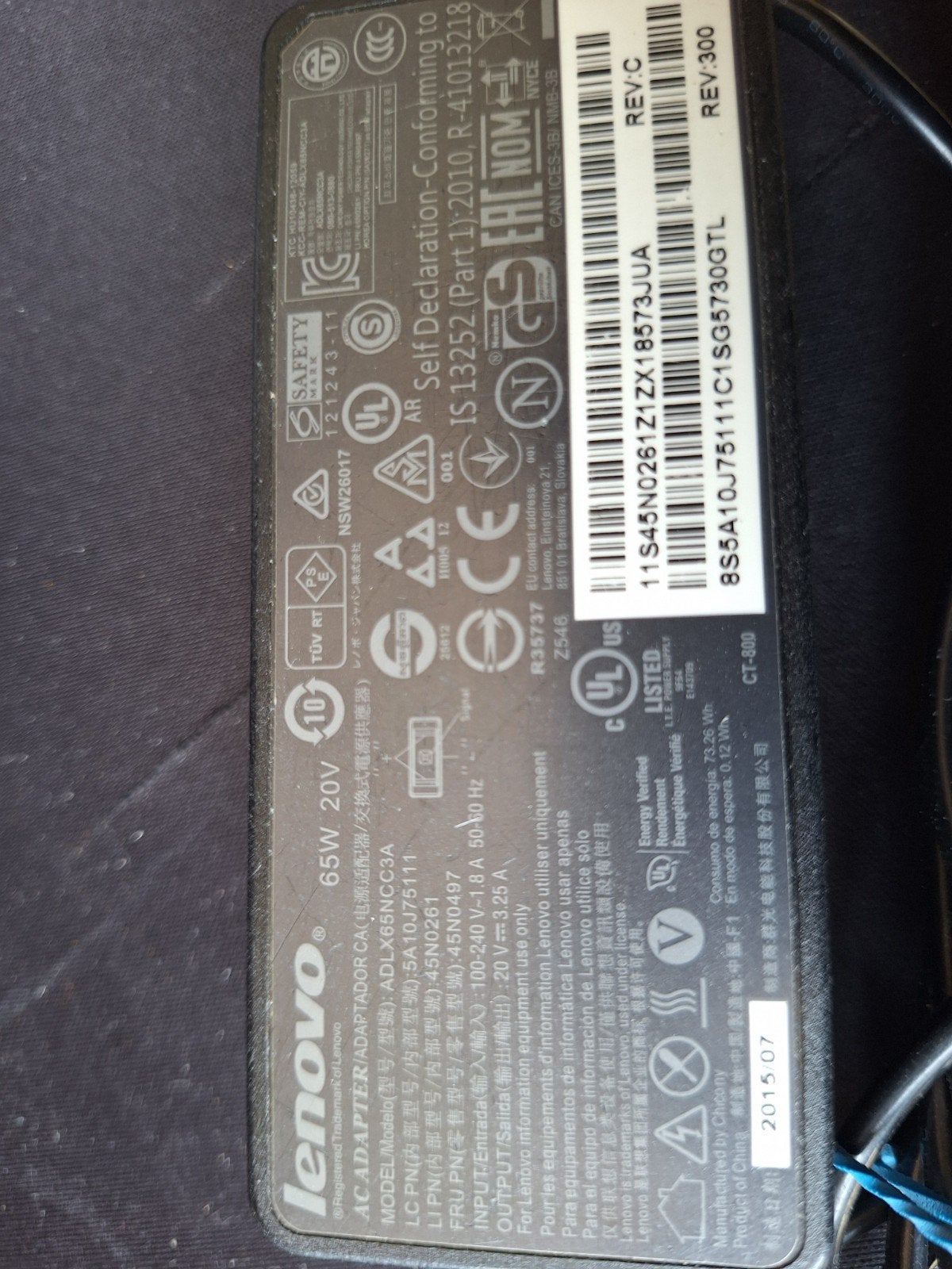 Lenovo originele 65 Watt adaptor, Computers en Software, Laptop-opladers, Ophalen of Verzenden