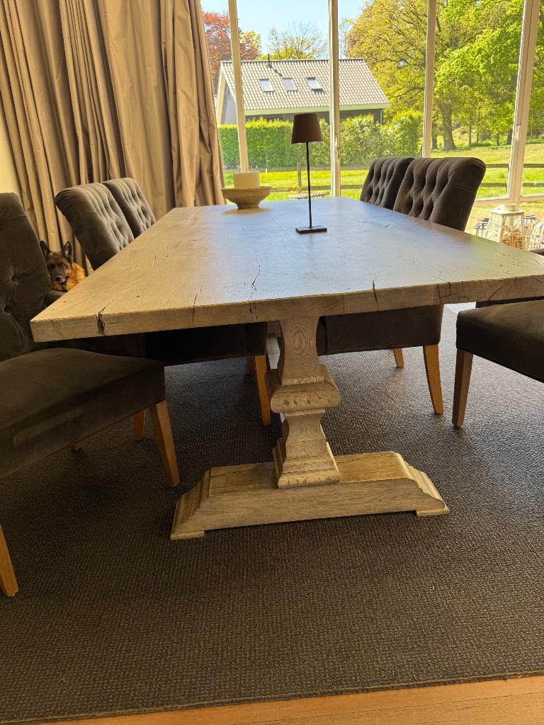 Eettafel met 6 stoelen, Huis en Inrichting, Tafels | Eettafels, Ophalen, Gebruikt, 100 tot 150 cm, 200 cm of meer