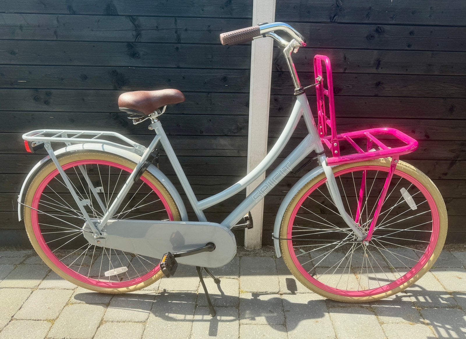Spirit damesfiets 28inch - Grijs/roze, Fietsen en Brommers, Fietsen | Dames | Damesfietsen, Ophalen, Zo goed als nieuw, Terugtraprem