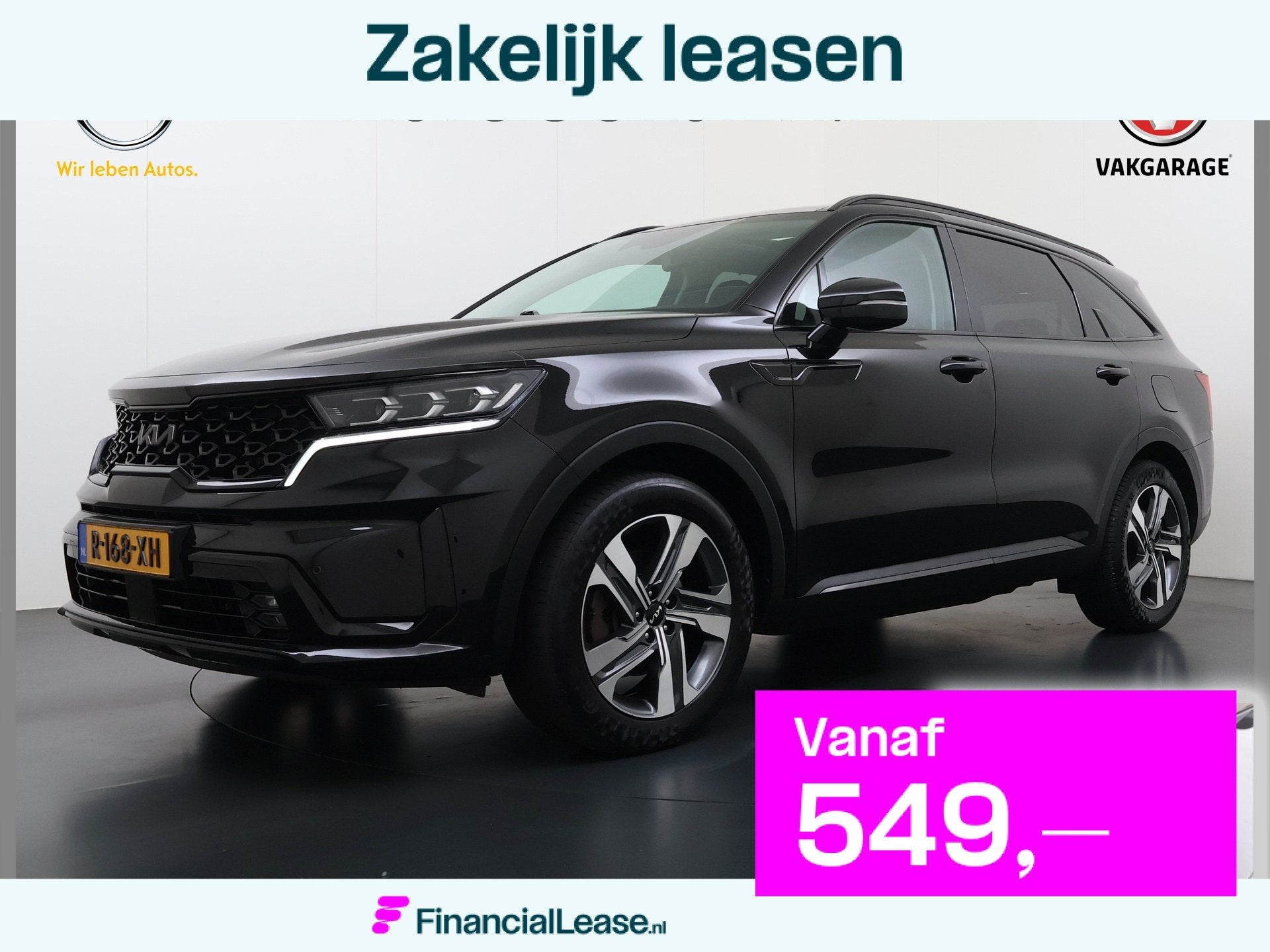 Kia Sorento 1.6T-GDI 230PK Hybrid Aut. 7-Persoons Adap.Cruis, Gebruikt, 4 cilinders, Zwart, Bedrijf