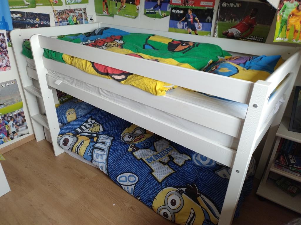 Stevig wit half hoogslaper voor kinderkamer, Kinderen en Baby's, Kinderkamer | Stapelbedden en Hoogslapers, Ophalen, Gebruikt