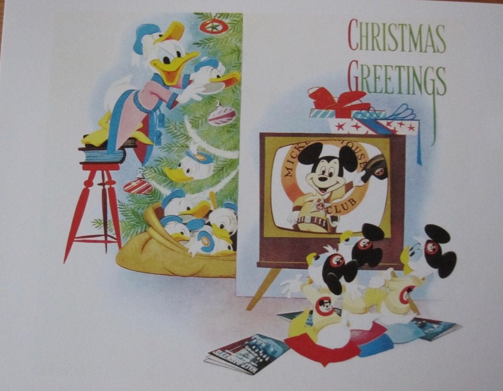 Kerst - Christmas greetings - Donald Duck met kerstboom, Verzamelen, Verzenden, 1980 tot heden, Ongelopen, Overige thema's