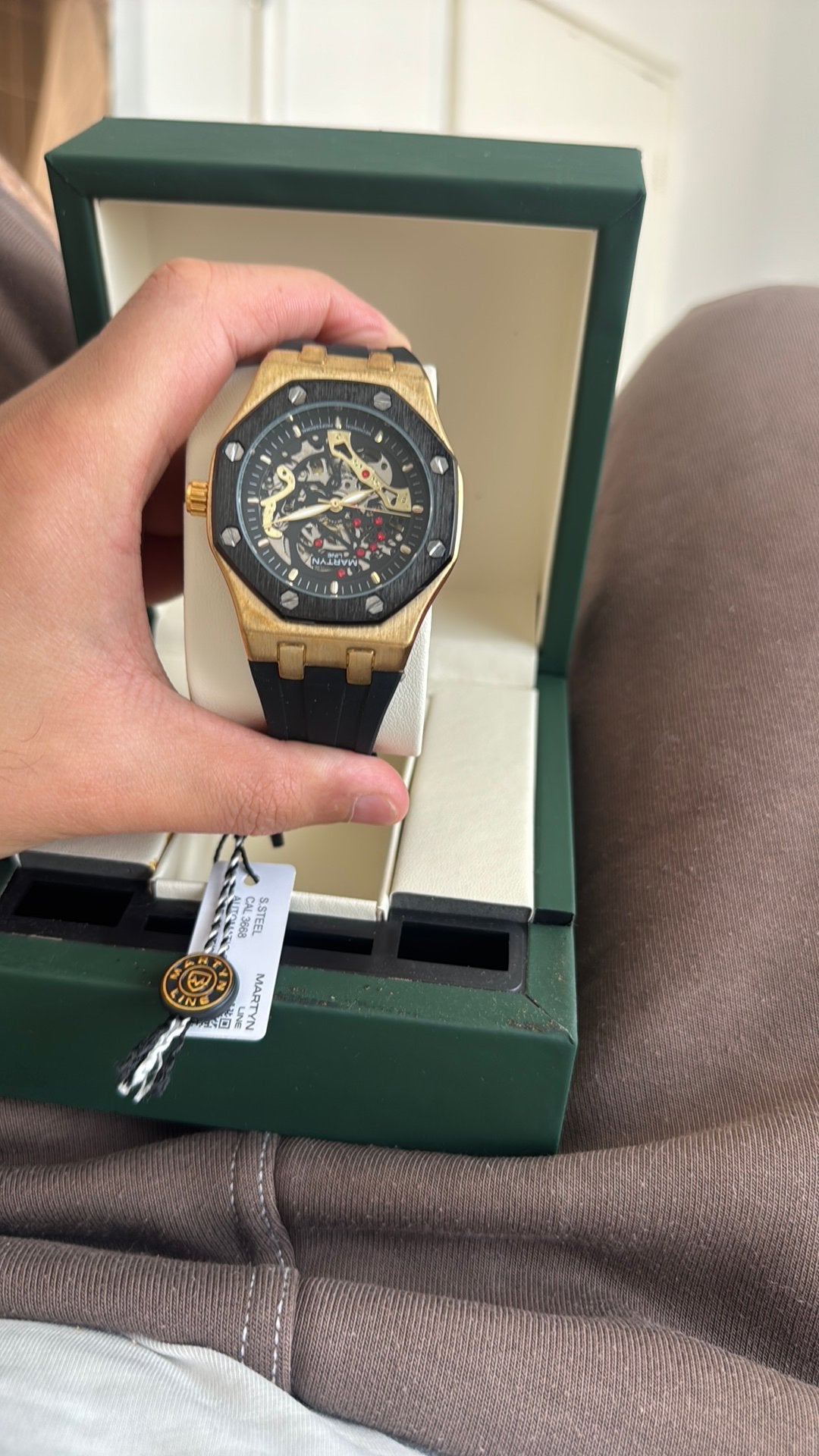Martyn Line Herenhorloge - Goudkleurig met Zwart, Overige merken, Overige materialen, Polshorloge, Kunststof