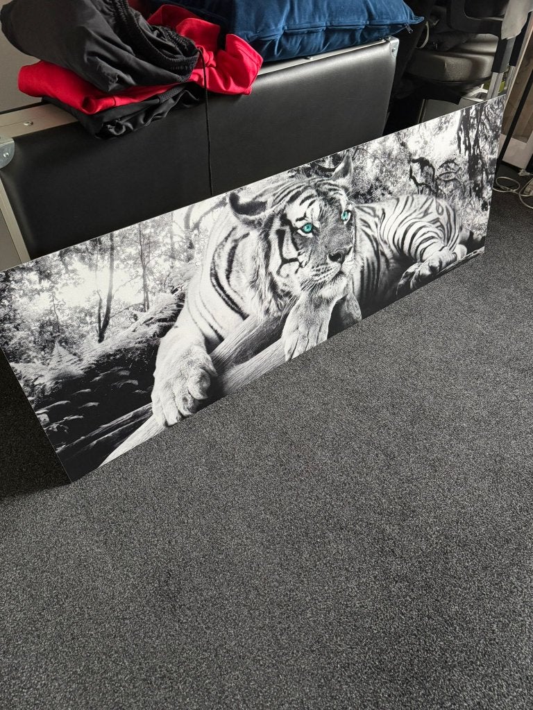 Hele mooi tijger schilderij op hout 155 x 52cm, Ophalen