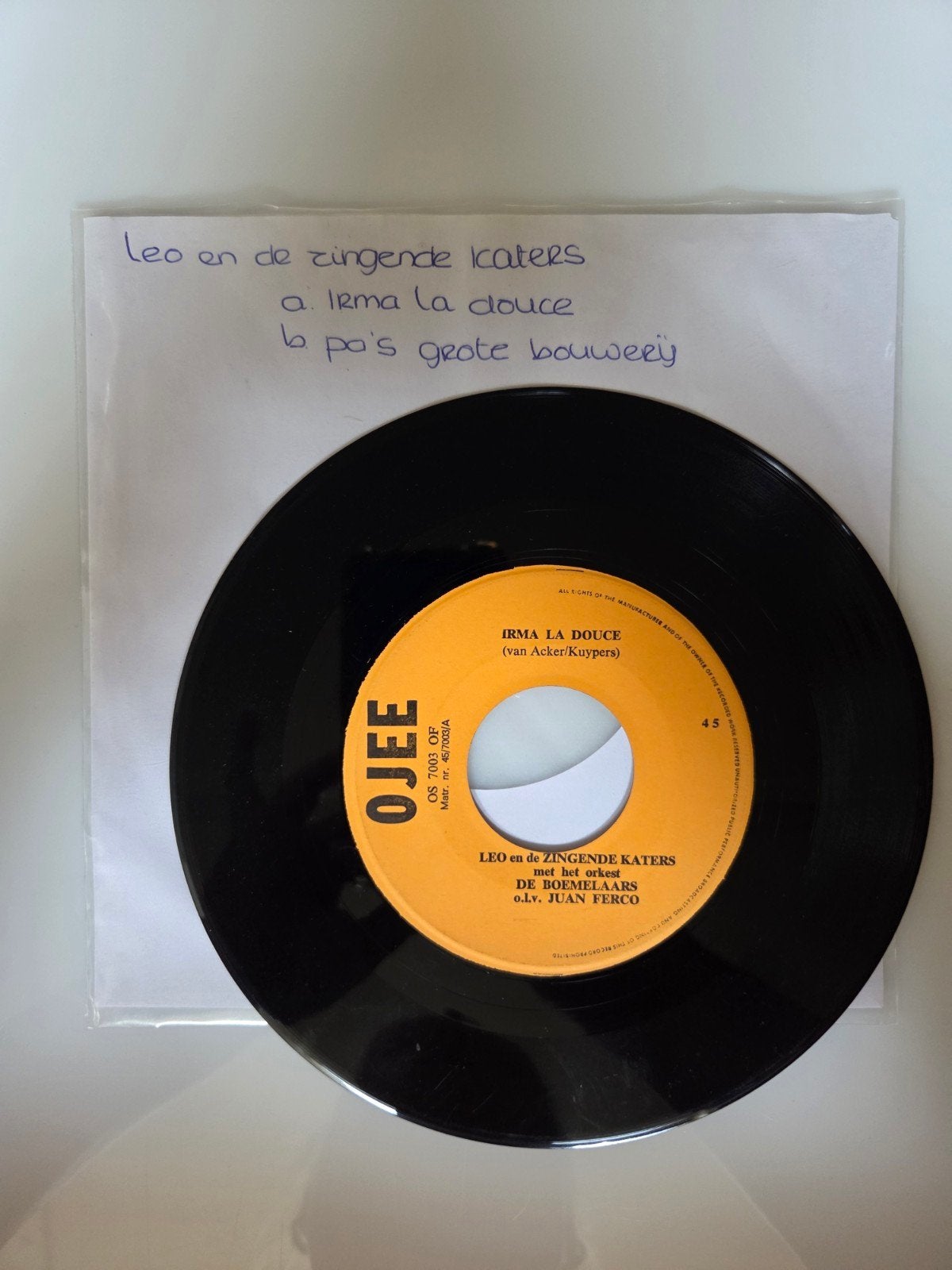 Leo en de zingende katers - Irma la douce, Ophalen of Verzenden, Gebruikt, 7 inch, Nederlandstalig