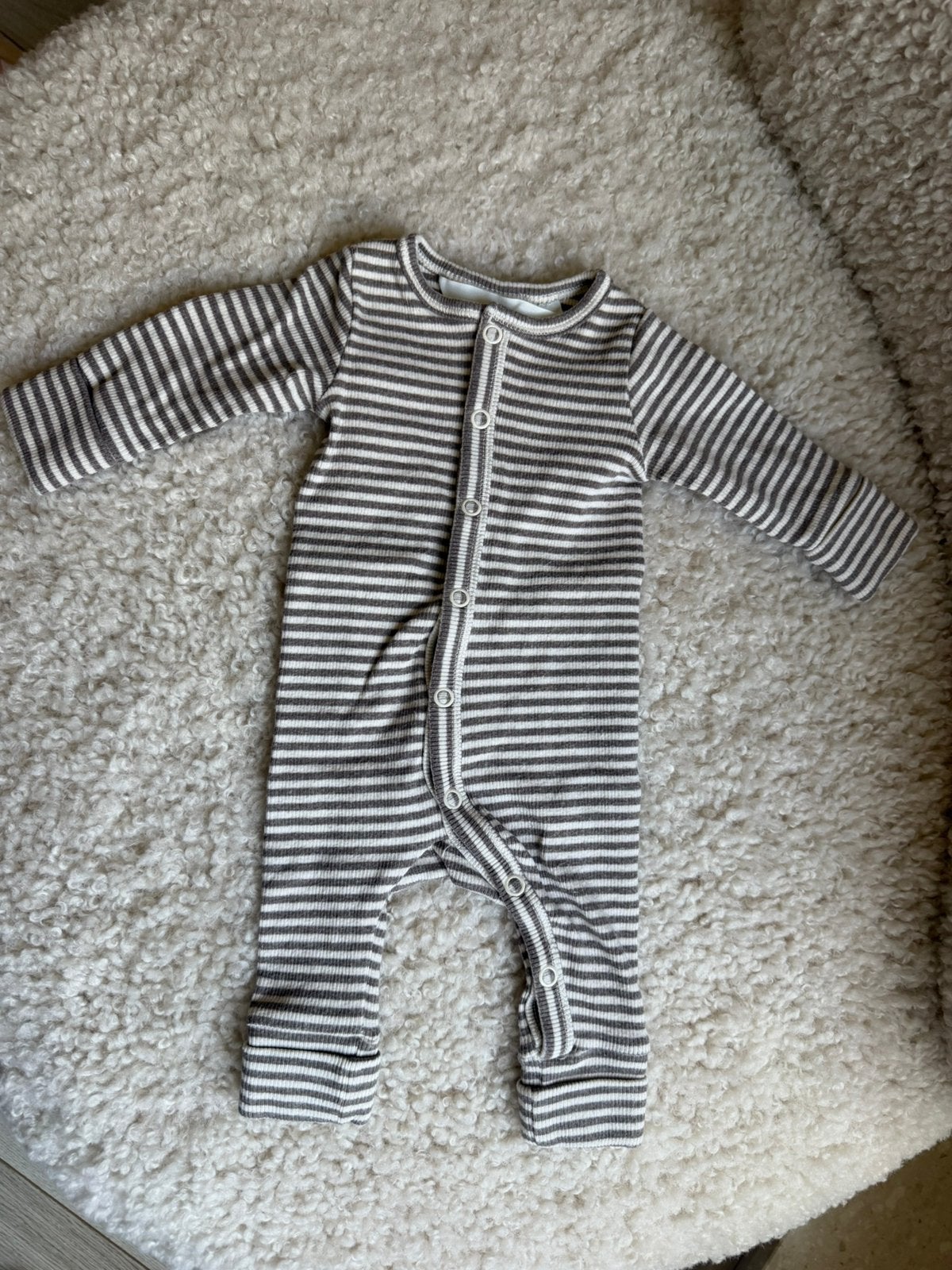H&M adorables boxpakje gestreept wit bruin maat 50, Verzenden, Zo goed als nieuw, Jongetje of Meisje, Pakje