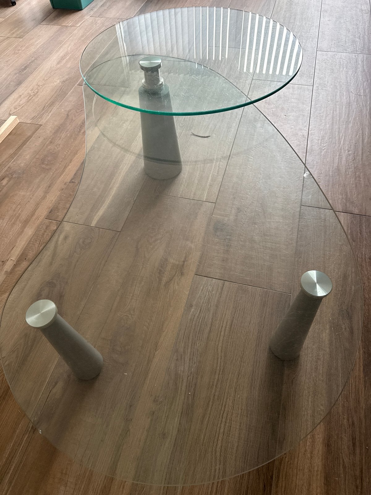 Gratis: Glazen salontafel met draaibaar gedeelte, Ophalen, Gebruikt, 50 tot 100 cm, Glas