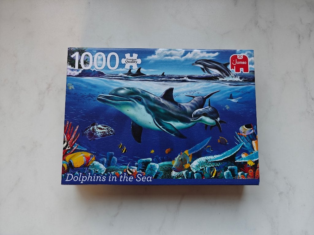 Jumbo Puzzel Dolphins in the Sea 1000 stukjes, Ophalen of Verzenden, 500 t/m 1500 stukjes, Zo goed als nieuw, Legpuzzel