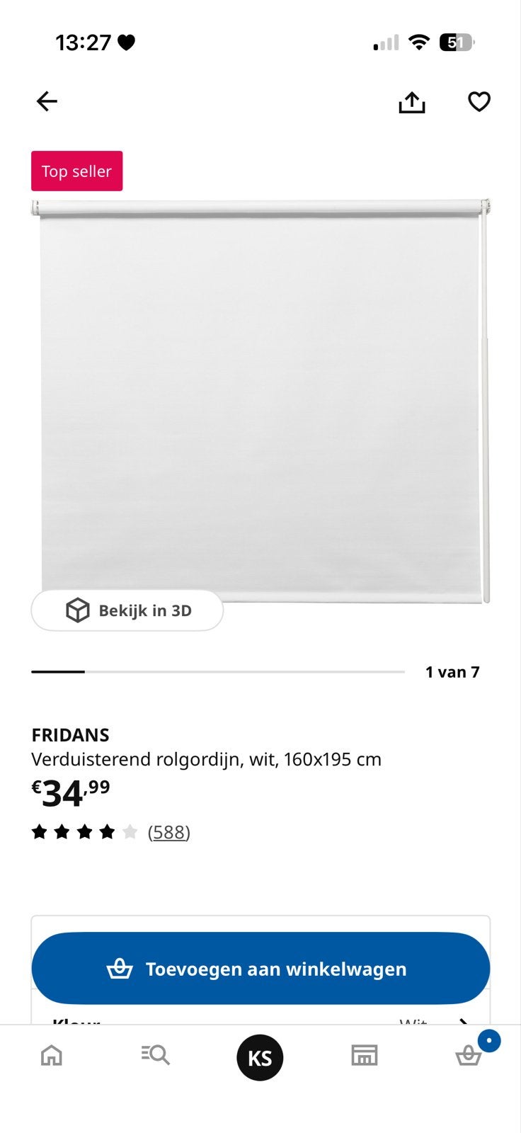 Verduisterend Rolgordijn, Ophalen, Gebruikt, Verduisterend, Wit
