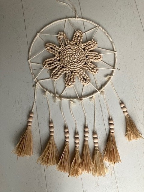 Dreamcatcher /  dromenvanger ( met kaartje ), Beige, Wandhanger, Nieuw, Ophalen of Verzenden