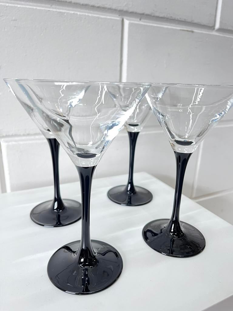 Cocktail glazen Luminarc glazen zwarte voet, Ophalen of Verzenden, Gebruikt, Overige typen
