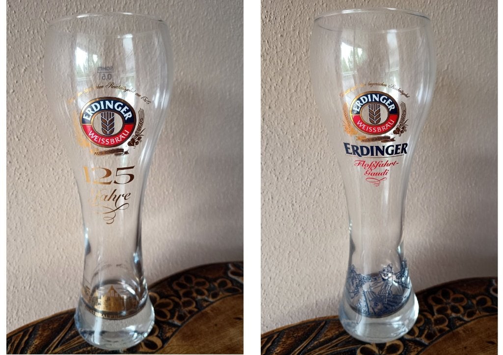 2 Erdinger bierglazen 0,5 L., Ophalen of Verzenden, Zo goed als nieuw, Glas of Glazen, Overige merken