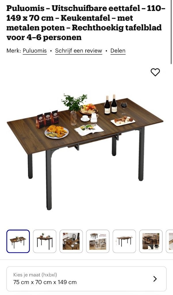Superleuke uitschuifbare nieuwe eettafel, Huis en Inrichting, Ophalen, 100 tot 150 cm, Nieuw, 50 tot 100 cm