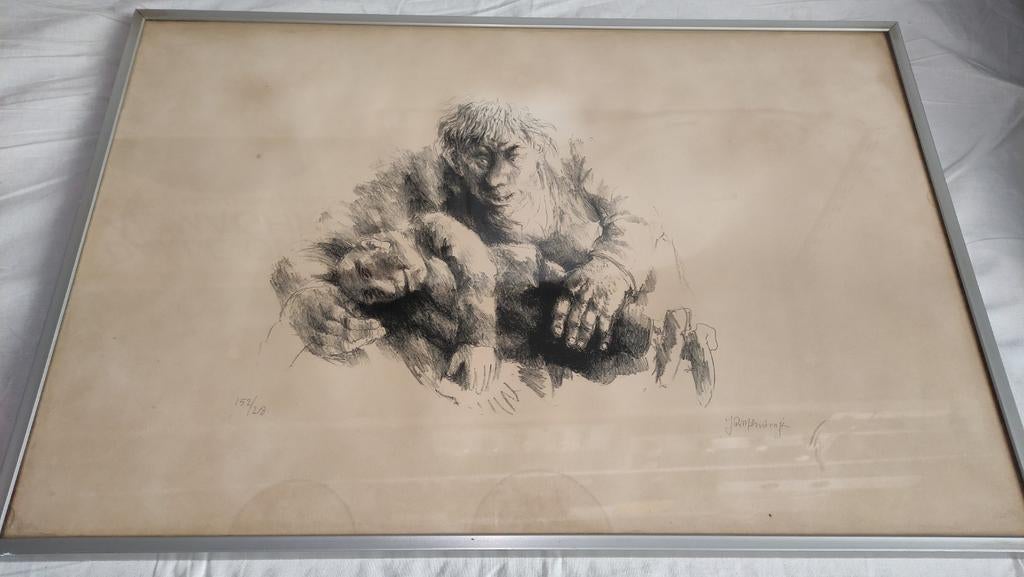 Litho van Jan Mensinga, gesigneerd, Ophalen of Verzenden