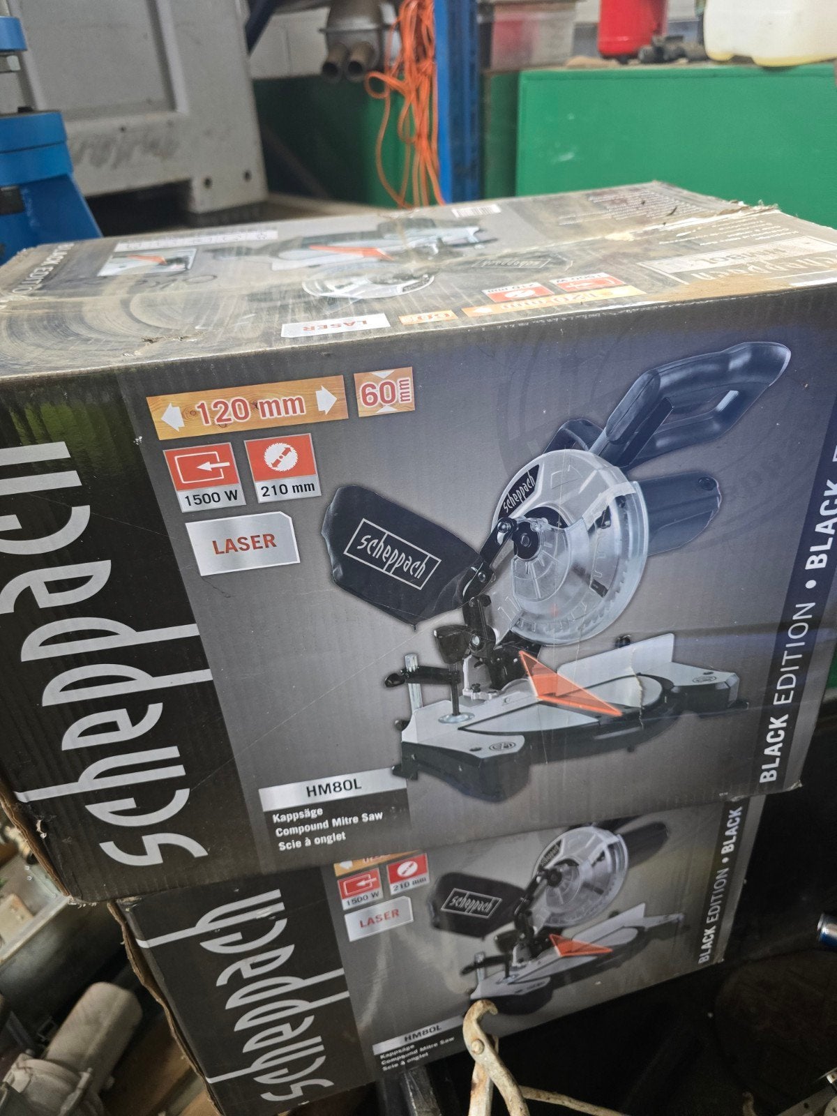 Scheppach HM80L afkortzaag - Z.G.A.N. (6 jaar ongebruikt), Doe-het-zelf en Verbouw, Ophalen, Zo goed als nieuw, Afkortzaag, 1200 watt of meer
