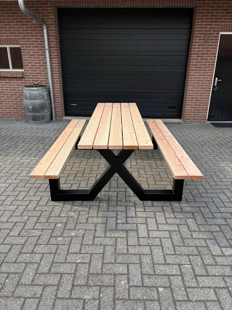Robuuste picknicktafel met stalen onderstel, Ophalen, Nieuw, Rechthoekig, Staal