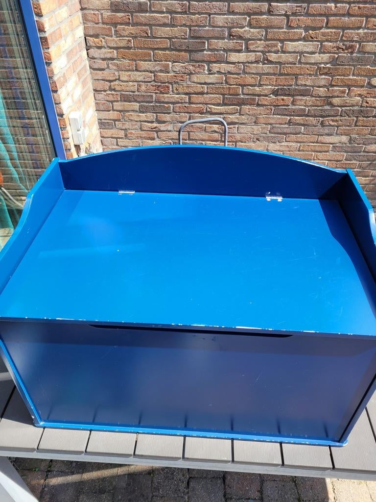 Blauwe speelgoedkist / opbergkist met deksel, Gebruikt, Minder dan 50 cm, Ophalen of Verzenden, Minder dan 50 cm