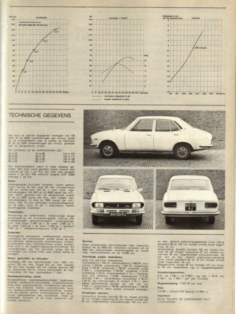 Autovisie test Mazda 616 November 1970, Ophalen of Verzenden, Gelezen, Mazda