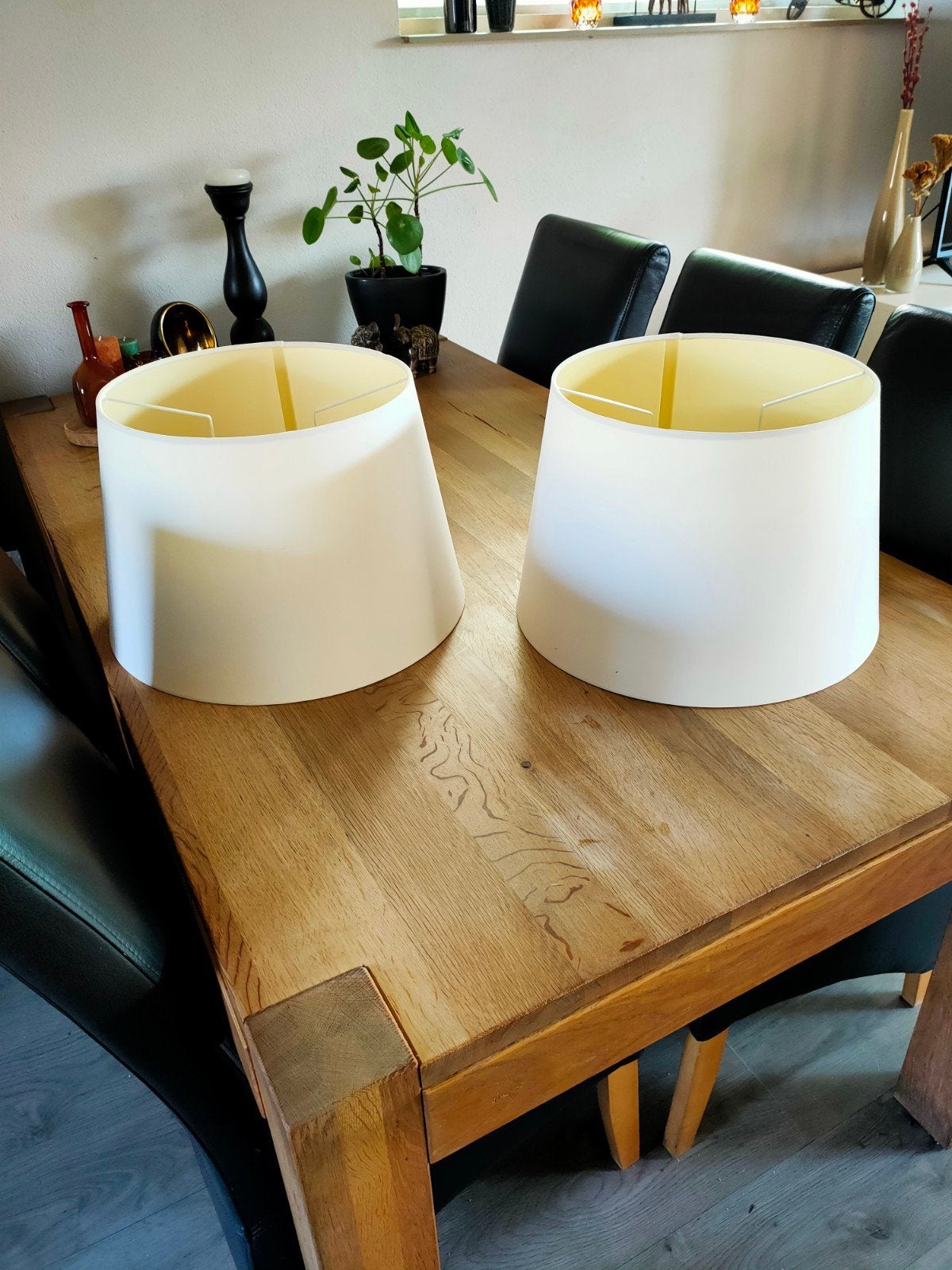 Set van 2 grote ronde off-white lampenkappen, Rond, 30 cm, Zo goed als nieuw, 45 cm