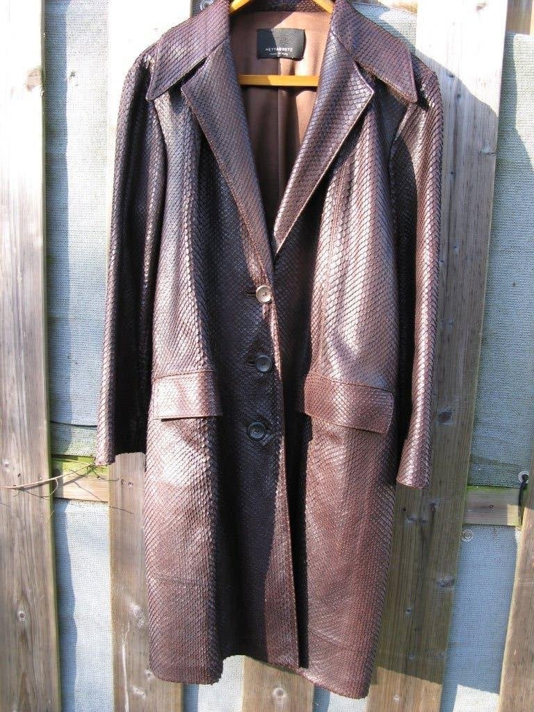 Lederen lange Jas XL/44, Ophalen, Zo goed als nieuw, Maat 46/48 (XL) of groter, Bruin