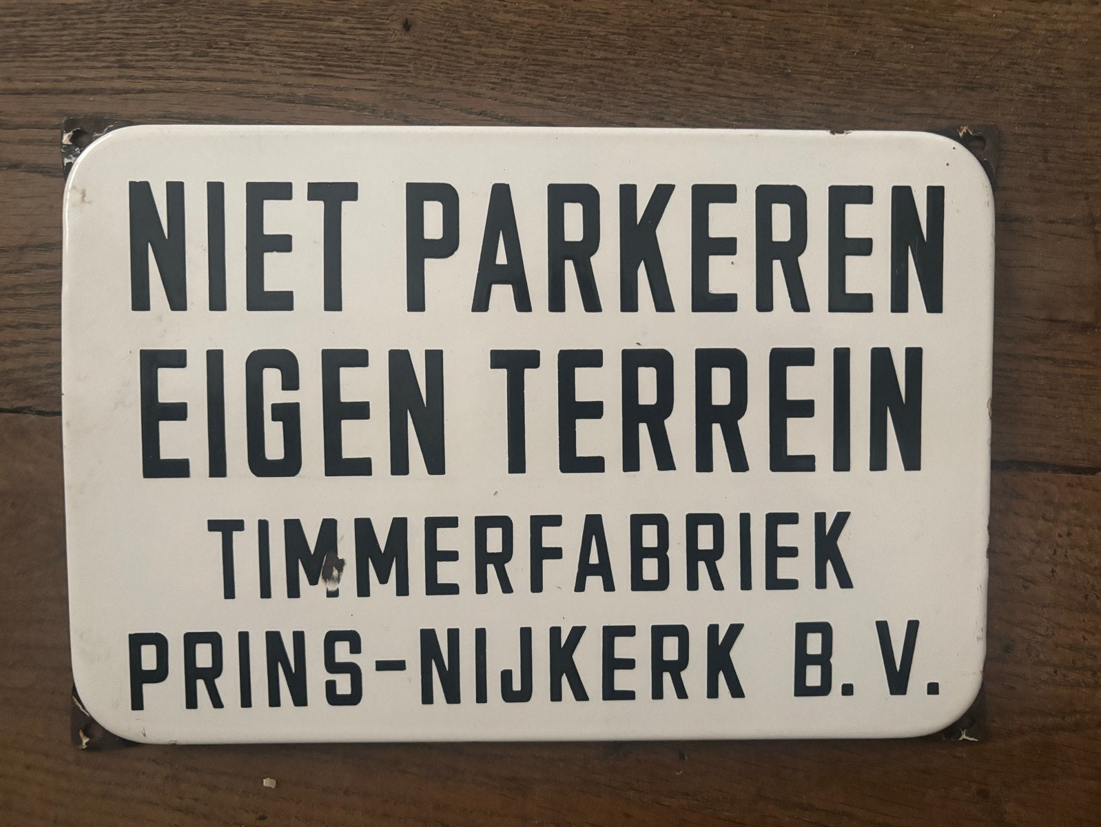 Oud emaille verbodsbord Niet Parkeren Prins Nijkerk, Ophalen of Verzenden