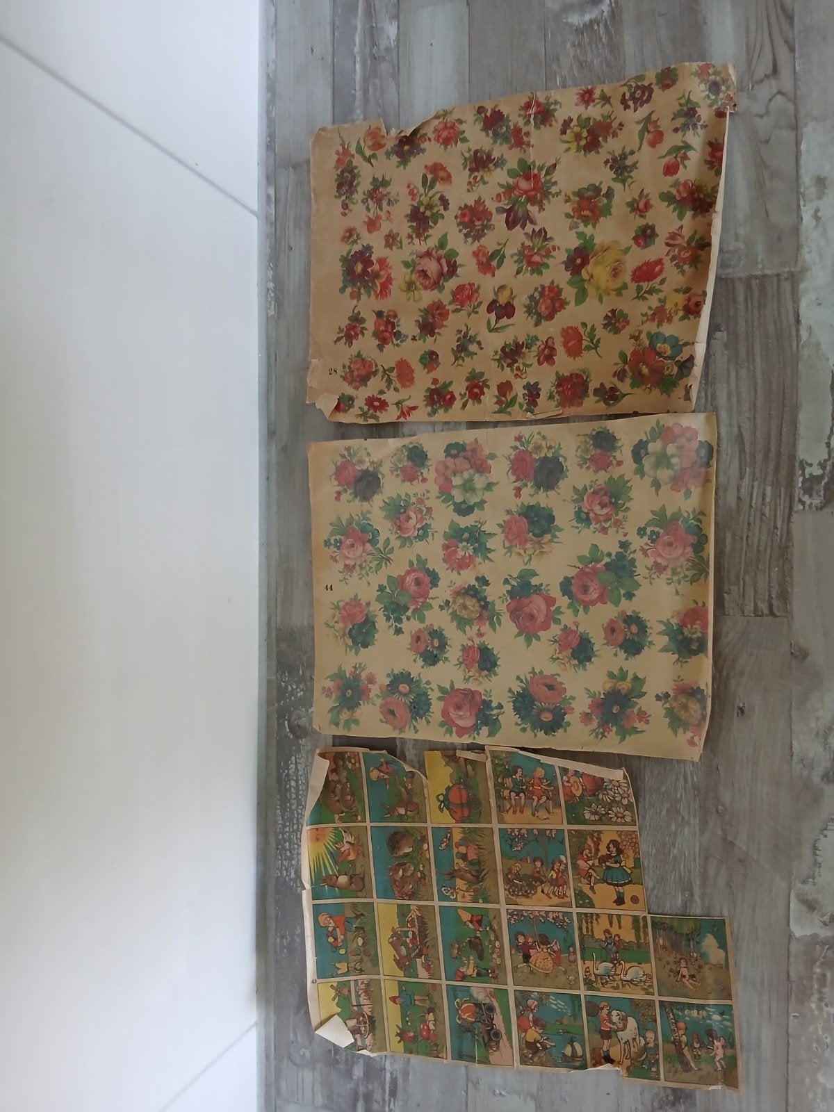 Vintage bloemen- en kinderprenten, Ophalen of Verzenden