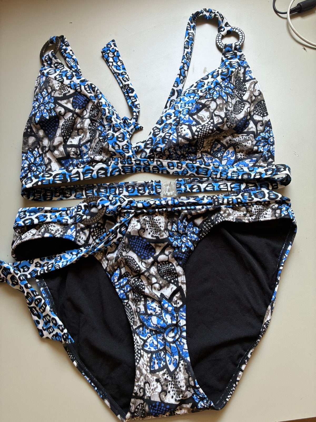 Beachwave bikini nieuw 44 print halter blauw, Ophalen of Verzenden, Nieuw, Blauw, Bikini